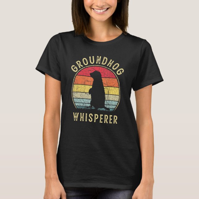 Retro 80-talets 90-tal Groundhog Day Groundhog Whi T Shirt (Framsida)