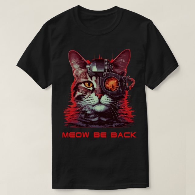 Retro 80-talets 90-tal Robot Cat T Shirt (Design framsida)