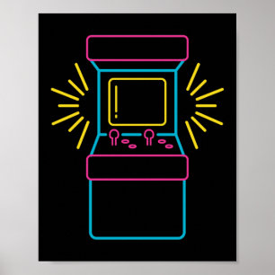 Retro 80-talets 90-talskabinett med Neon Arcade Ma Poster