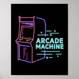 Retro 80-talets 90-talskabinett med Neon Arcade Ma Poster