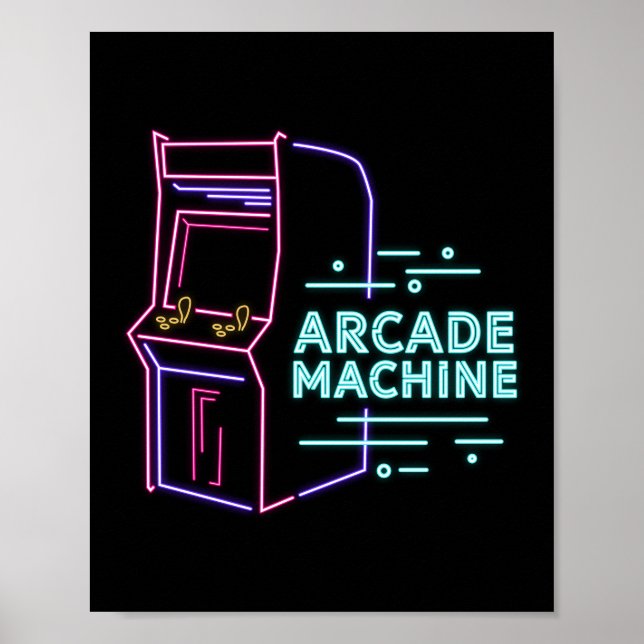 Retro 80-talets 90-talskabinett med Neon Arcade Ma Poster (Framsidan)