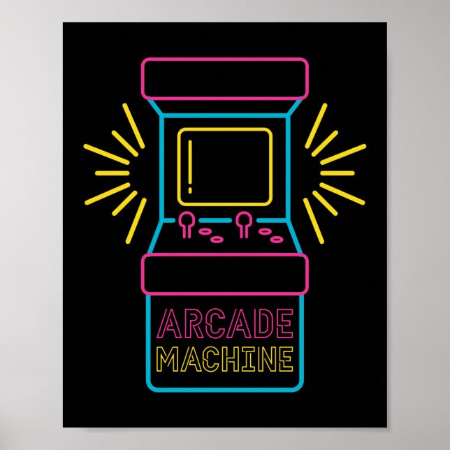 Retro 80-talets 90-talskabinett med Neon Arcade Ma Poster (Framsidan)