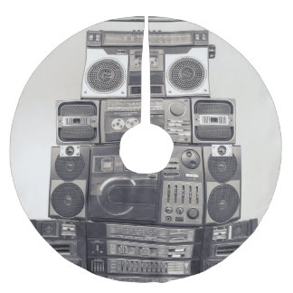 Retro 80-talets kassettbandspelare Mönster. Julgransmatta Borstad Polyester