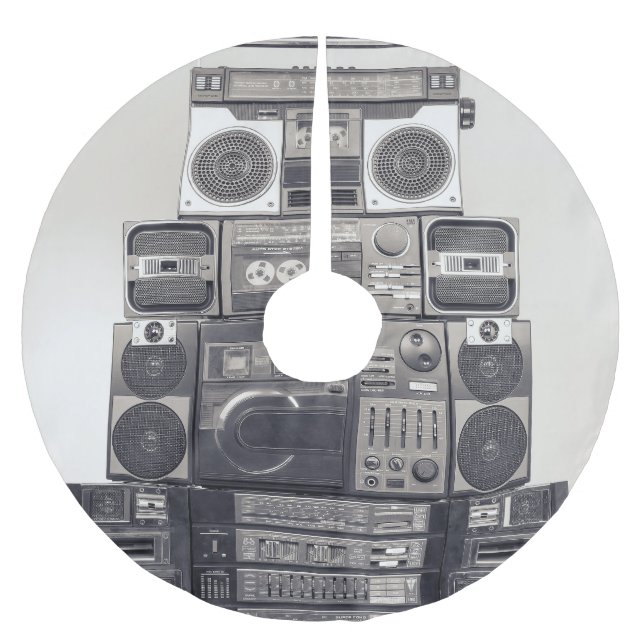 Retro 80-talets kassettbandspelare Mönster. Julgransmatta Borstad Polyester (Framsidan)