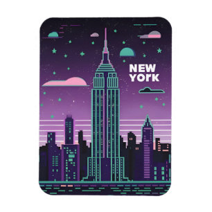 Retro 80-talets Lo-Fi Vaporwave Empire state Byggn Magnet
