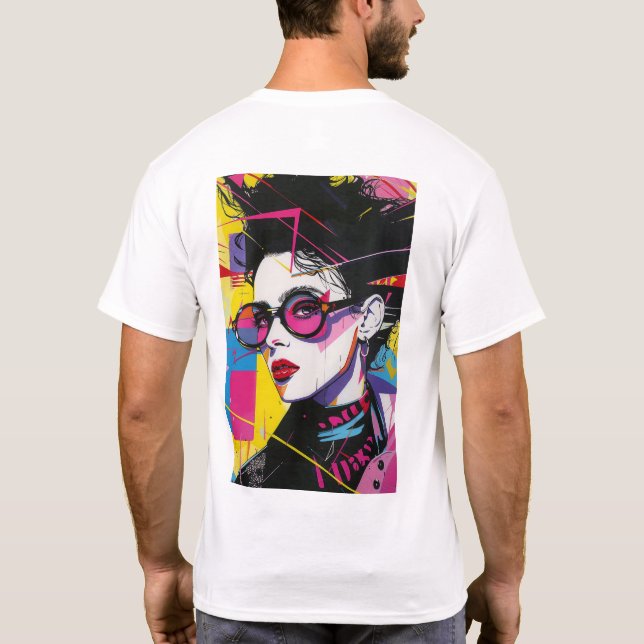 Retro 80-talets popup-popup Art Stil T-Shirt (Baksida)