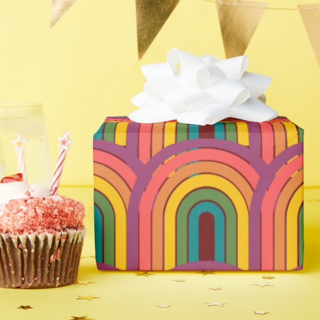 Retro 80-talets regnbåge presentpapper (Födelsedagsfest)