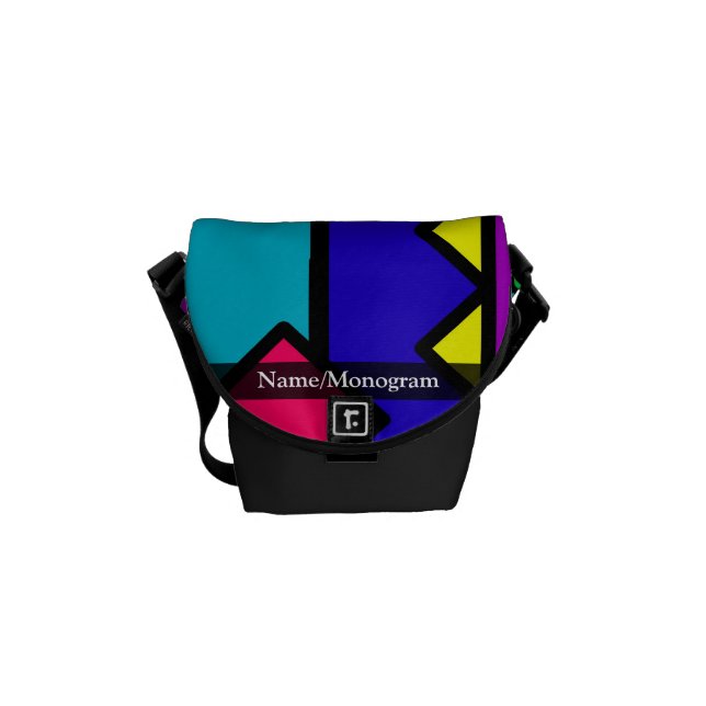 Retro 80-talfärgkvarter messenger bag (Framsidan)