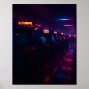 Retro 80-tals arkadspel Estetiska Neonljus Poster