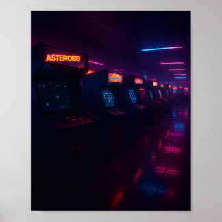 Retro 80-tals arkadspel Estetiska Neonljus Poster