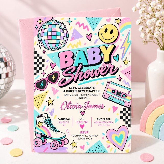 Retro 80-tals Bebis Shower Inbjudningar (Skapare uppladdad)