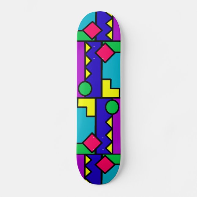 Retro 80-tals Färgblock Skateboard Bräda 20,5 Cm (Framsida)