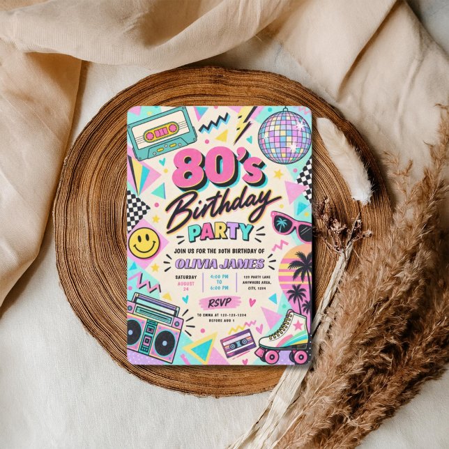 Retro 80-tals födelsedagsfest  inbjudningar (Skapare uppladdad)