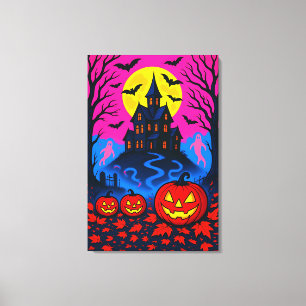 Retro 80-tals Halloween Pop Art i 80-tals stil Canvastryck
