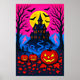 Retro 80-tals Halloween Pop Art i 80-tals stil Poster
