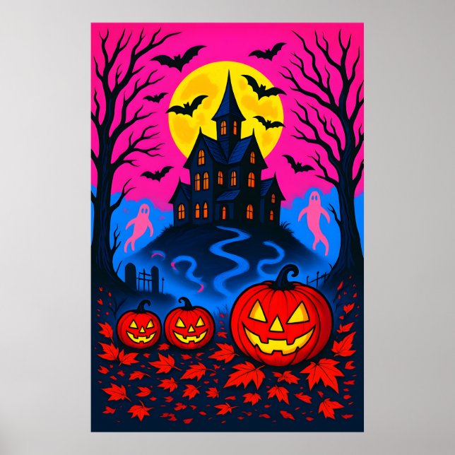 Retro 80-tals Halloween Pop Art i 80-tals stil Poster (Framsidan)