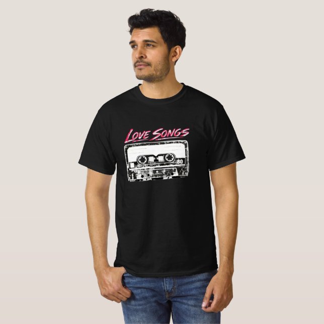 Retro 80-tals kärlekssångs mixtape Alla hjärtans d T Shirt (Hel framsida)