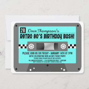 Retro 80-tals kassettbandsparty inbjudningar