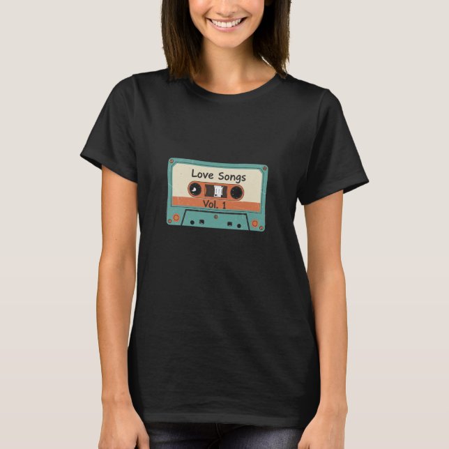 Retro 80-tals Kassettruband Kärlekssånger Mixtape  T Shirt (Framsida)