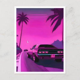 Retro 80-tals Lo-Fi Nostalgisk Neon Vaporwave Post Vykort