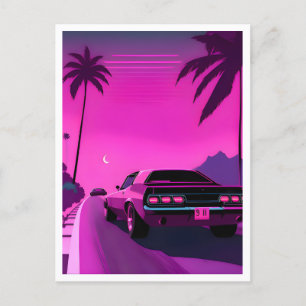 Retro 80-tals Lo-Fi Nostalgisk Neon Vaporwave Post Vykort
