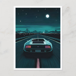Retro 80-tals Lo-Fi Vaporwave Futuristisk Superbil Vykort