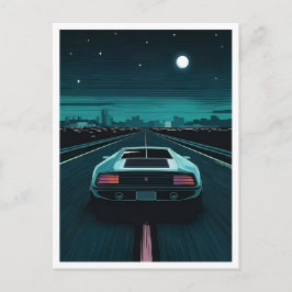 Retro 80-tals Lo-Fi Vaporwave Futuristisk Superbil Vykort