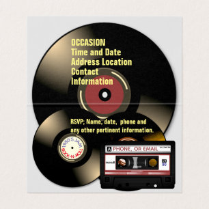 Retro 80-tals Mixband Cassetter och Skivor Kort