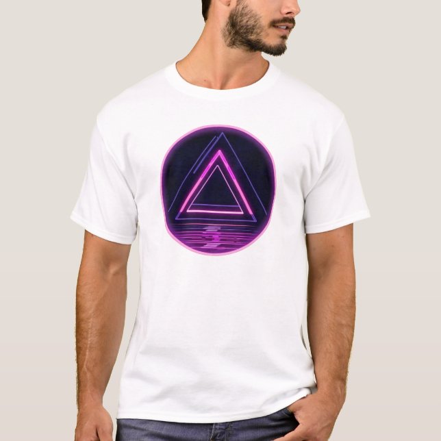 Retro 80-tals Neon Triangel T-Shirt (Framsida)