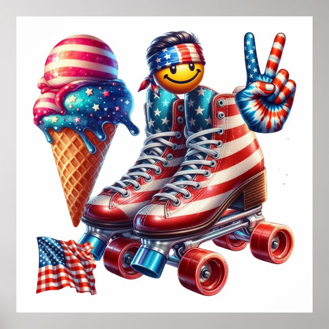 Retro 80-tals patriotflagga poster (Framsidan)