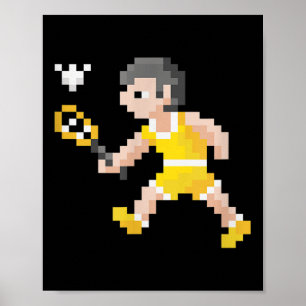 Retro 80-tals Pixel Art Badminton-spelare  Poster