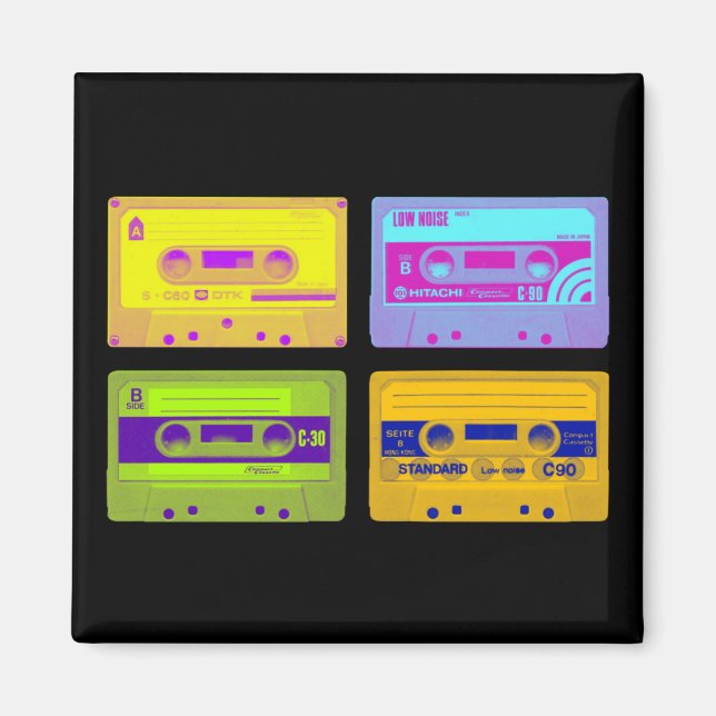 Retro 80-tals Pop Art Kassetter Magnet (Framsidan)