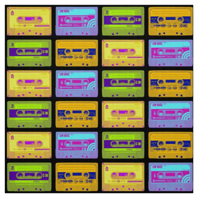 Retro 80-tals Pop Art Kassetter Tyg (Provkarta)