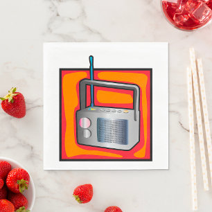 Retro 80-tals Pop Art Radio Livlig Vintage Pappersservett