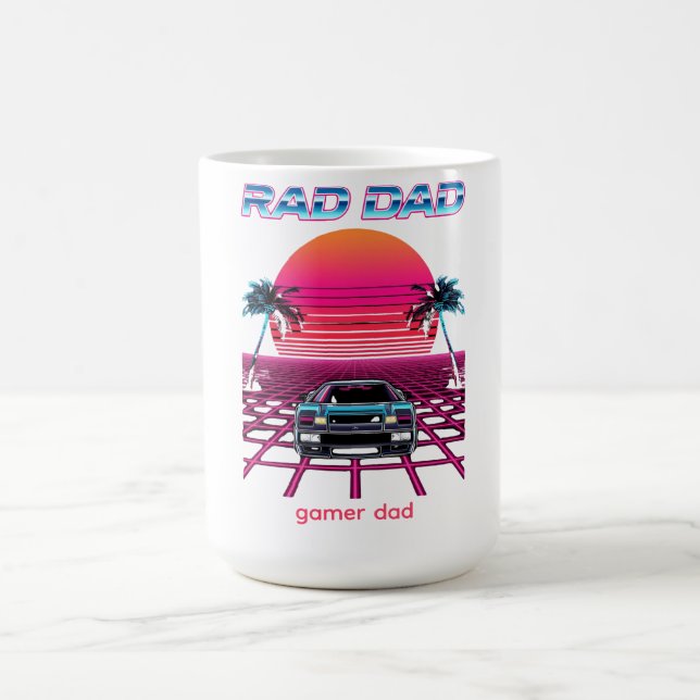 Retro 80-tals Rad Pappa Synthwave Bil Neon Grid Pr Kaffemugg (Center)