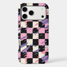 Retro 80-tals Rosa Lila Rutiga iPhone Samsung