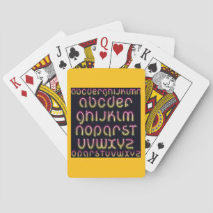 Retro 80-tals Rosa och Gult Glödande Neon Alfabet Casinokort