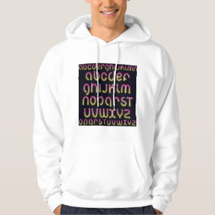 Retro 80-tals Rosa och Gult Glödande Neon Alfabet Hoodie