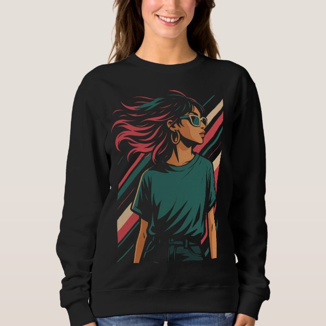 Retro 80-tals Stilfull Kvinna Grafisk T-shirt | Vi (Framsida)