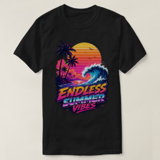 Retro 80-tals Synthwave Solnedgång Surf T-shirt