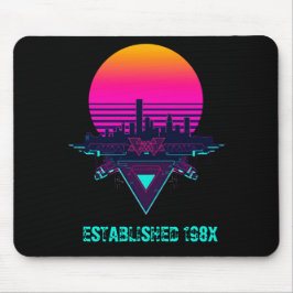 Retro 80-tals Synthwave Stad Neon Underlägg för sk Musmatta