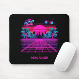 Retro 80-tals Synthwave Vaporwave Neon Grid Landsk Musmatta