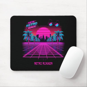 Retro 80-tals Synthwave Vaporwave Neon Grid Landsk Musmatta