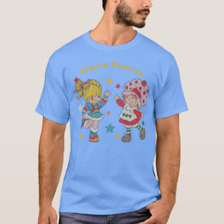 retro 80-tals tecknad jordgubbs trädgård rainbow b t shirt