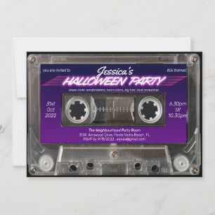 Retro 80-talskassettblandare Halloween fest Inbjudningar