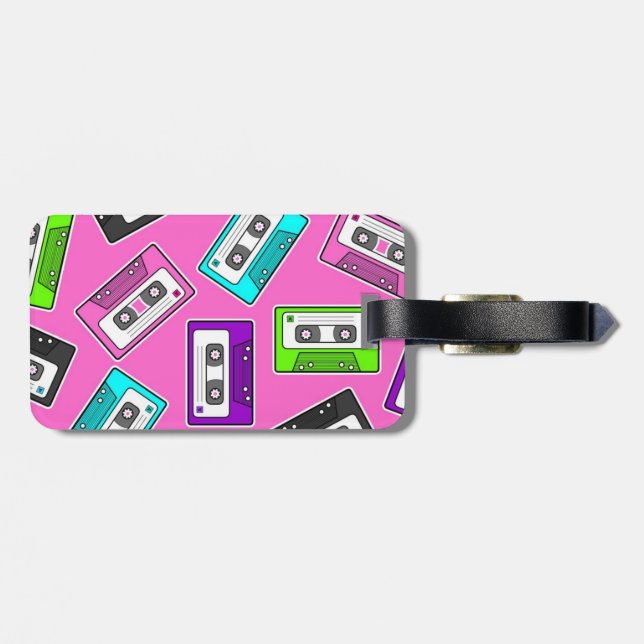 Retro 80-tums blandbandsutskrift - Rosa Bagagebricka (Baksida Vågrät)