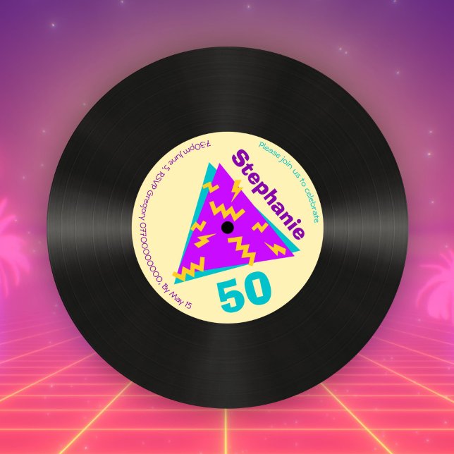 Retro 80s, 50:e Födelsedagsfestens Faux-post Inbjudningar (Skapare uppladdad)