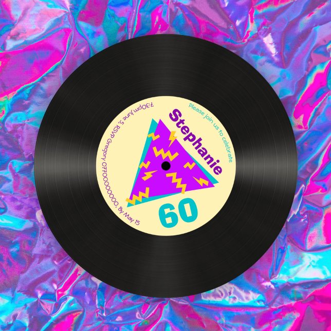 Retro 80s, 60:e Födelsedagsfestens Faux-post Inbjudningar (Skapare uppladdad)