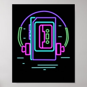 Retro 80s 90-tal Neon Walkman Poster