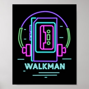 Retro 80s 90-tal Neon Walkman Poster